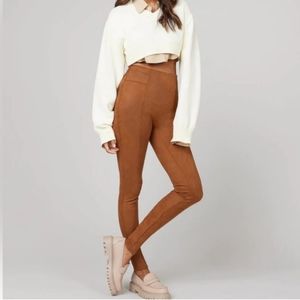 NWT SPANX Faux Suede Leggings in Rich Caramel MP
